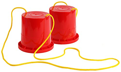 Lena 61410 Topfstelzen Uni, Laufdosen ca. 17 cm, Kindertopfstelzen zum Balance üben, Becherstelzen einfarbig, Laufdollis für Kinder ab 36m, Sortiert