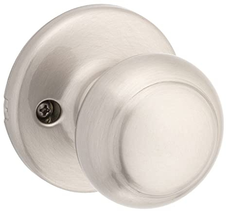 Kwikset Cove Dummy Door Knob, Single Sided Handle for Closets, French Double Doors, and Pantry, Satin Nickel Non-Turning Interior Push/Pull Door Knob, with Microban Protection