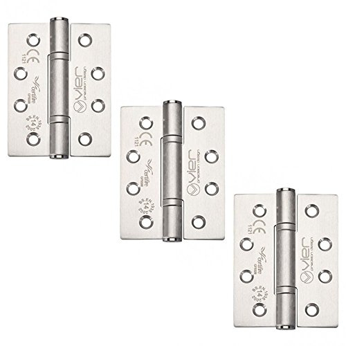 3 x Vier Grade 14 High Performance Fire Rated Door Hinges CE Rated Satin Stainless Steel