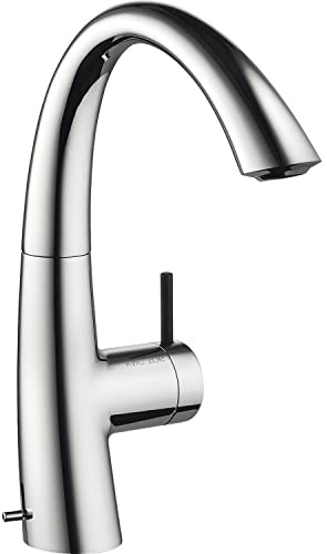 KWC Waschtischarmatur Zoe - druckfester Wasserhahn Bad schwenkbar mit Ablaufgarnitur inklusive Ventil und Zugstange, chrom