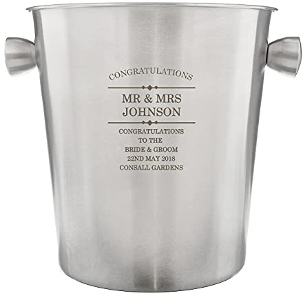 Ice Bucket - Personalised Stainless Steel Ice Bucket that Can Be Engraved with Any Message for A Unique Gift.