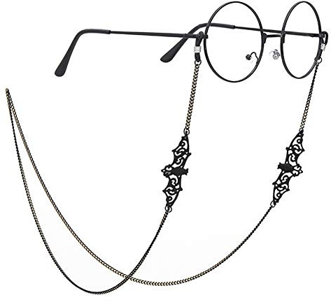PINKSEE Women Men Glasses Chain Black Bat Eyeglass Strap Holder Eyewear Retainer