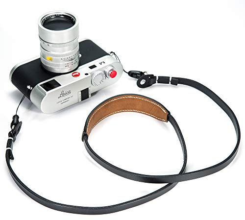 CANPIS Correa de piel auténtica con cierre rápido CP005, vintage, para cámaras Nikon Canon, Sony, Pentax, Leica, Olympus, Fuji, todas las cámaras DSLR (negro y marrón)