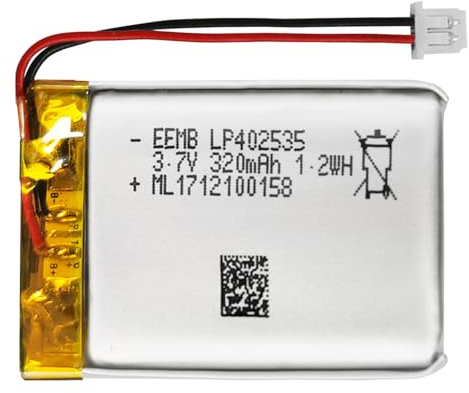 EEMB Lithium Polymer battery 3.7V 320mAh 402535 Lipo Rechargeable Battery Pack with wire Molex Connector for Headphones and Dashcam-confirm device & connector polarity before purchase