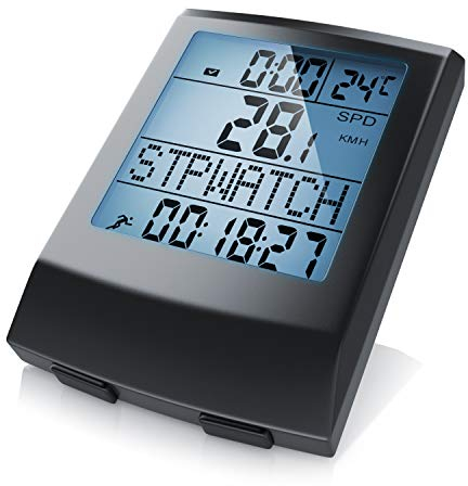 Fahrradcomputer kabellos - Fahrradtacho - Radcomputer - Tachometer - 13 Funktionen - Temperaturanzeige in °C - Hintergrundbeleuchtung