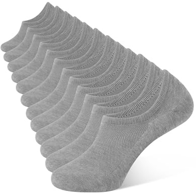 CLOSEMATE 6 par Föttlinge Damen Herren Rutschfestes Silikon und Atmungsaktives Mesh Bomull Sneaker Strumpor Mjuka och bekväma osynliga strumpor Elastiska 168-nål Nr.CW05 6Grå 43-46