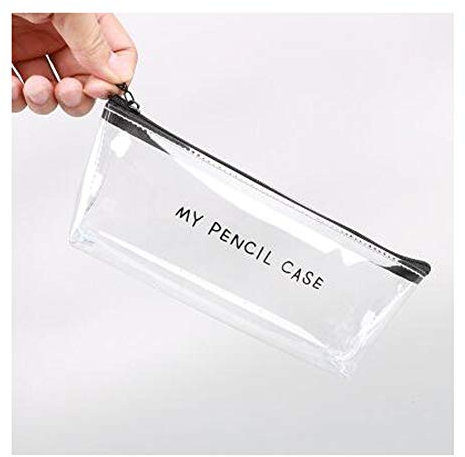 Mäppchen Creative-Bleistift-Kasten-einfache transparente PVC-Feder-Taschen Bürostudenten Mäppchen Reißverschluss-Feder-Kasten-Briefpapier School Supplies (Color : B)