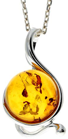 SilverAmber Jewellery Genuine Cognac Baltic Amber & Sterling Silver Pendant without Chain - 615
