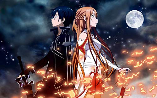 mistywind 5D DIY Diamond Painting Kits 40x50cm malen nach Zahlen Erwachsene Kind Full Drill Kreuzstich Diamantstickerei Home Decor(Mit Zwei Werkzeugsätzen)-Sword Art Online Anime