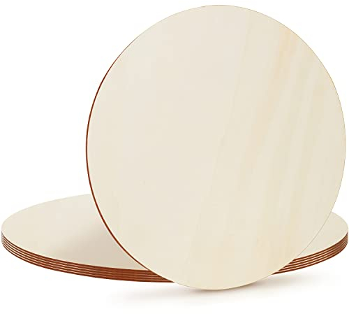 Belle Vous Cerchi di Legno Non Rifiniti (Confezione da 6) - 40 cm di Diametro - Dischi in Legno Naturale Grezzo di 2,5 mm di Spessore - Fette Legno Artigianato, Sottobicchieri, Decorazioni per la Casa