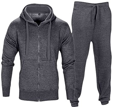 Love My Fashions® Men’s Tracksuit Full Sleeve Contrast Fleece Top & Bottom Cord Set Zipper Hood Jogging Suit Set Plus Sizes