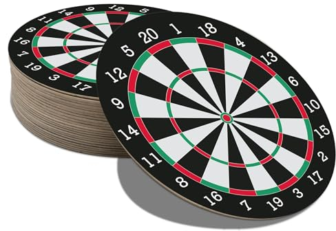 Beer Mats Pack of 24 - Absorbent Recyclable Round Cardboard Drink Mat Coasters - Accessories for Home Bars Pubs - DARTBOARD