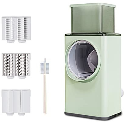Ergocar Rotary Cheese Grater, Handheld Vegetable Slicers with 3 Drum Blades, Rotary Drum Grater, Closed Space, Easy Cutting, Large Diameter Slicer Chopper for Cheese, Cucumber, Carrot, Nuts