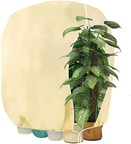 HERILIOS Winterschutz für Pflanzen, Frostschutz Pflanzenabdeckungen als Winterschutz mit Reißverschluss für Baum Palmen Balkonpflanzen haube Zelt Atmungsaktiv - Reißfest, 120X180cm beige