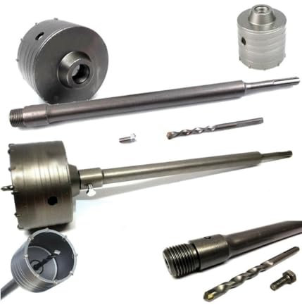 OISE ART STORE Trade Shop - Fresa Carotatrice A Tazza per Muro da 30mm A 130mm con Asta da 65 Cm SDS Max 120 Mm