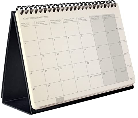 SIGEL C2481 Tischkalender Querkalender 2024, ca. A5 quer, schwarz, Hardcover, 2 Seiten = unten Monat / oben Notizseite, 144 Seiten, zum Aufstellen, PEFC-zertifiziert, Conceptum