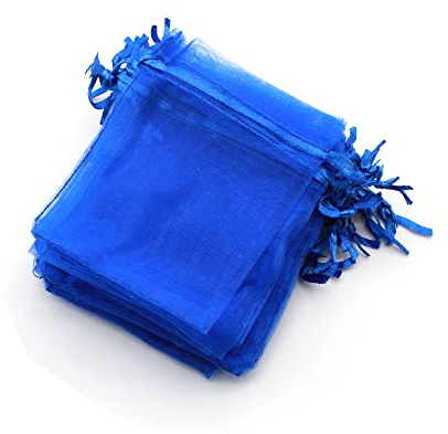OLILLY - 100 Organzabeutel – 7 x 9 cm – Farbe Blau – Ideal für Hochzeit, Taufe, Geschenke, Lavendel, Schmuck (Blau)