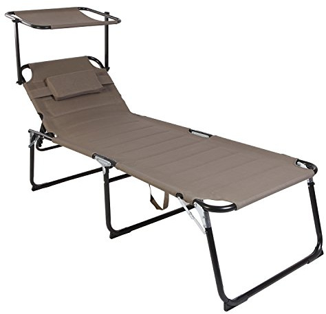 Mojawo XXL Komfort Gartenliege Sonnenliege Relaxliege Liege Aluminium mit Kissen gepolstert klappbar L200xB70xH45/95cm Belastbar bis 150kg, Farben:Taupe