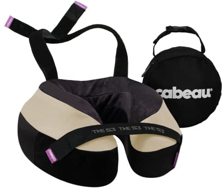 Cabeau The Neck's Evolution, TNE S3 Travel Neck Pillow Memory Foam Airplane Pillow - Neck Pillow with Attachment Straps - 360-Degree Support for Travel, Home, Office, and Gaming - (Cairo Tan)