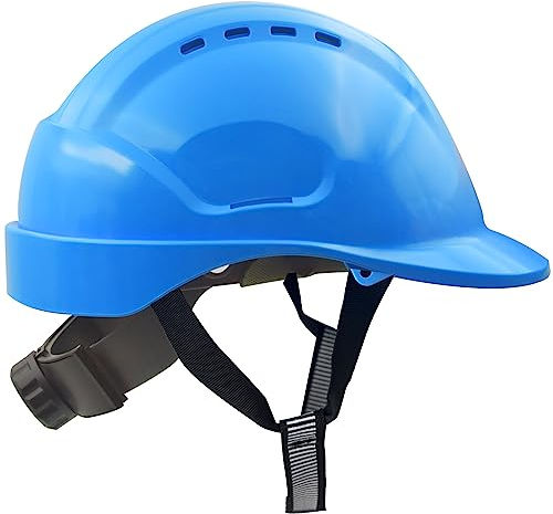 Mustbau Casco da Lavoro EN397, Elmetto Antinfortunistica da Costruzione con Cinturino a 6 Punti, 52 a 66cm Fascia Regolabile, Casco Altamente Traspirante per Uomini, Donne - Blu