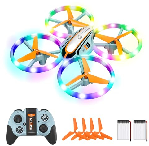 i9 Drohne für Kinder, RC Quadrocopter mit LED Lichter, Kopflos Modus, Höhenhaltung, 3D Flip und 2 Akkus, Spielzeug Geschenke für Jungen Mädchen Anfänger