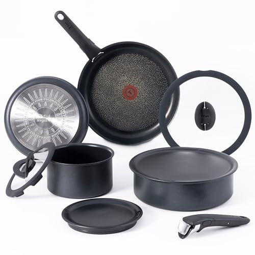 T-fal Ingenio Expertise Antihaft-Kochgeschirr-Set, 10-teilig, Induktion, ofenfest, 500 °C, stapelbares Kochgeschirr, Töpfe und Pfannen, Set, Wohnmobil, Camping, Bratpfannen, spülmaschinenfest,