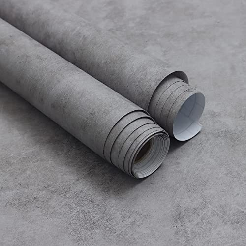 Timeet Möbelfolie Selbstklebend Tapete Betonoptik 40x300cm Klebefolie Dunkelgrau Zement Effekt Wandverkleidung Betontextur Wandpapier Industrial Matt Verdickt Vinyl Dekorfolie