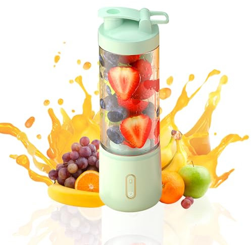 Mixeur Blender, Mixeur Portable 500 ml, Blender Smoothie, Mini Mixeur Mini Blender Presse-agrumes Rechargeable par USB avec 12 Lames, Sans BPA, pour Shakes Smoothies Fruits Famille Sports Voyages