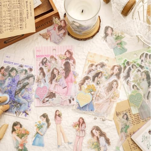 Adesivi Decorativi Scrapbooking,120 Pezzi Lass Stickers Aesthetic Scrapbook Kit，Scrapbooking Accessori per Decorazione Diario Calendario Cartolina d’Auguri Biglietto Album Fai da Te