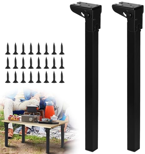 Supaway 2X Tischbeine Klappbar 40cm Möbelfüße Metall-Couchtischbeine, Eckig | Schwarz, Praktische Ersatzfüße 90° Tischbeine Klappbar, Klapptischbein für Sofa, Bett, Schrank, Laptop, Klapptisch, Möbel DIY