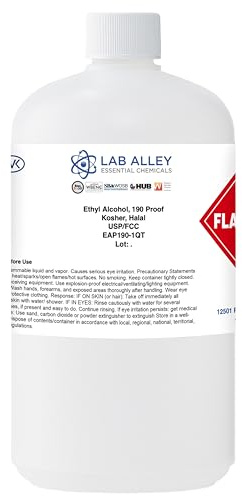 Ethanol 190 Proof (95%) Alcohol, USP/FCC Food Grade, Kosher Certified - 1 Gallon Total (Pack of 4 x 1 Quart Bottles)