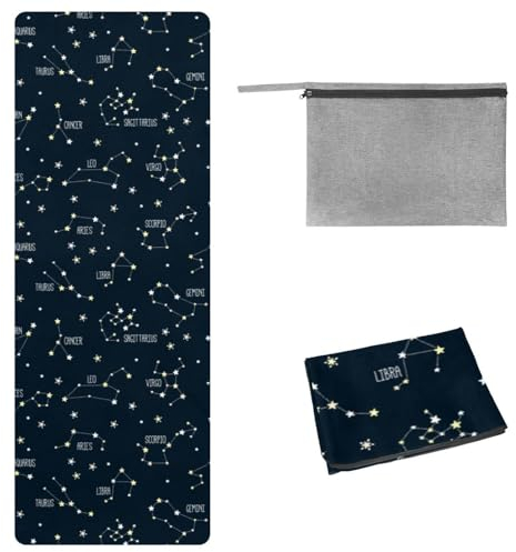 Eslifey Yoga-Handtuch, Sternbilder, rutschfest, schweißabsorbierend, für Hot Yoga, Pilates und Fitness, 185 x 68 cm