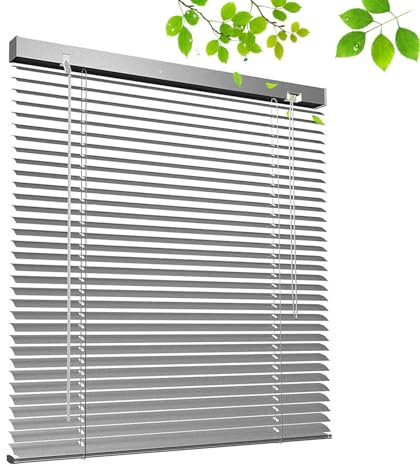 Aluminium Verdunkelungsjalousien 50cm 60cm 80cm 90cm 100cm 110cm 115cm 120cm Breit,Silbergraue Horizontale Jalousie,Jalousetten Für Fenster,25mm Lamellen Jalousette,Vorhänge,W×H-130×180cm(51*71in)
