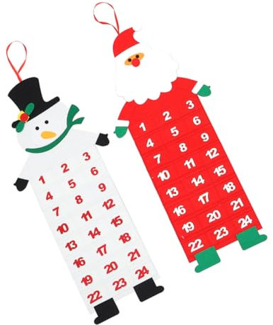 BUGUUYO 2stücke Weihnachts-wandkalender Aus Filz Dekorativer Adventskalender Für Tür Festliche Weihnachtsdekoration