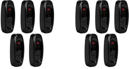 Interruptor en Línea AC 250V 10A, Interruptor Basculante de Encendido/apagado de 10 Piezas, Interruptor de Lámpara de Mesa con Luz Indicadora LED para Pequeños Electrodomésticos