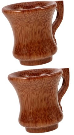 Cabilock Copas De Vino De Madera Natural Redondas Con Diseño De Cáliz Alto, 2 Piezas, Para Bebidas Frías y Calientes, Sin Químicos, Ideales Para Exteriores y Cena Elegante