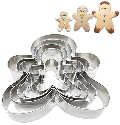 Set di 3 formine per biscotti a forma di omino di pan di zenzero, 10,2 cm, in acciaio inox 18/0