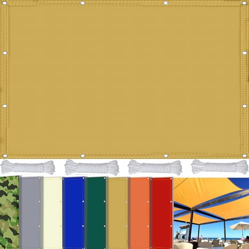 SDLLG Sun Shade Sail with Eyelets/D-Ring Rectangle/Triangle Made of Oxford Fabric 180g/㎡ Waterproof Sun Protection Weather Protection Sail Canopy UV Protection (Rectangle-Straight edge, Yellow)