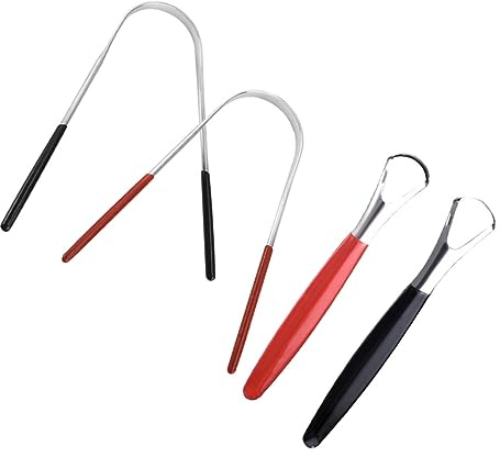 Healeved 4pezzi Raschietto Per Lingua Puliscilingua Detergente Orale Strumento Per Raschiare La Lingua Strumento Per Pulizia Orale Impugnature Ergonomiche Antiscivolo Comode e Facili