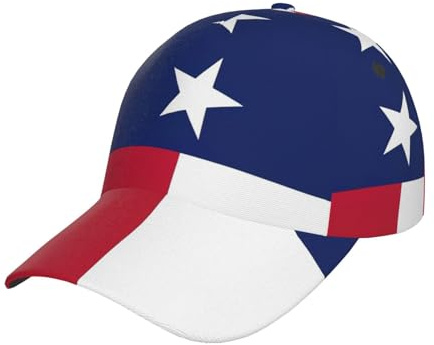 Baseballkappe, Motiv: Texas-Staatsflagge, stilvoll, gebogen, verstellbar, für Sommer, Strand und tropische Abenteuer, Schwarz, Schwarz , Einheitsgröße