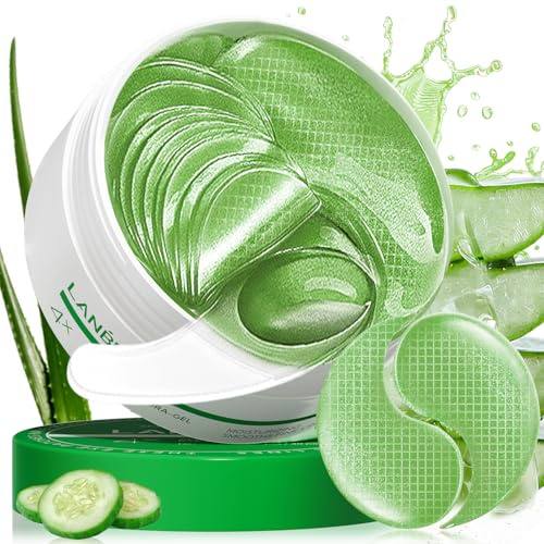 LANBENA Aloe Vera Augen-Patches für geschwollene Augen und Augenringe, Kollagen-Augengel-Maske – Hautbehandlungspads, Hydratation und Hautelastizität-30 Paare