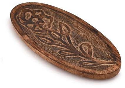 Mahasu Bol décoratif en bois de manguier pour décoration de centre de table, table d'entrée, décoration d'intérieur de ferme (35,6 x 15,2 x 2,5 cm)
