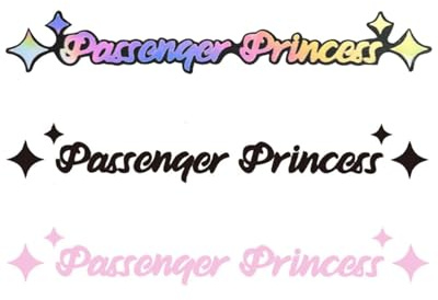 KEMUZ 3x Passenger Prinzessin Autoaufkleber – Lustige & Wasserdichte Sticker für Auto, Spiegel & Fenster – Trendige Autodeko für Frauen