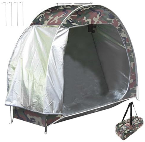 MOUNTTU Bike Tent, UV-Proof Waterproof Oxford Portable Bike Storage Tent Built-In Pockets and Ventilation Windows for Outside Storage Covers