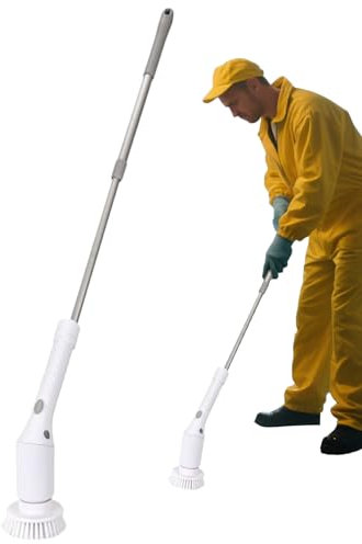 Rotating Cleaning Brush – Electric Power Scrubber, Handheld Tile Cleaner | Multi-Purpose Long Handle Tool with Heads for Drill Bathroom Grout Floor Bathtub Tile