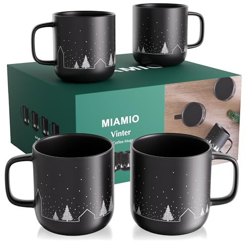 MIAMIO – Tasses de Noël/Set de Tasses à Café avec Design Minimaliste de Vacances – Set de 4 (500 ml) / Compatible Lave-vaisselle et Micro-ondes – Collection Vinter
