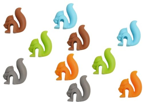 Osmond Paquete de 10 Colgadores de Silicona con Forma de Ardilla para Tazas, Soportes para Bolsitas de Té, Pinzas para Tazas, Decoración de Tazas.