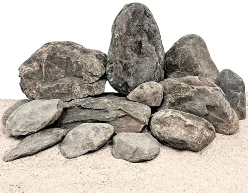 AquaOne Aquariumsteine Donnerkeil Dark Blue Sky Rock - Natursteine 10 kg Mix Größe M bis L Steine für Aquascaping Natürliche Dekoration in Fossil-Optik