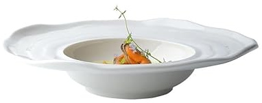 Assiette Assiette creuse en céramique blanche pure de 9,5 pouces, for pâtes, chapeau paille, dessert, salade, restaurant occidental, soucoupe volante Vaisselle(11.5 in)