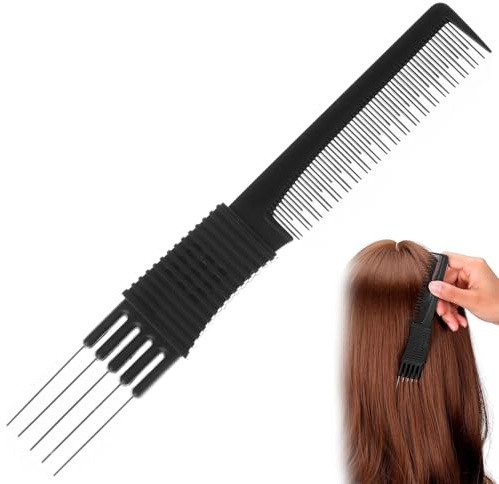 Comb with Prongs on, Lift Teasing Comb for Fine Hair, Hairs Backcombing Combs, Hairs Pick Salon Teasing Metal Pick Lifting Fluffing Combs for Women Men Curly Hair